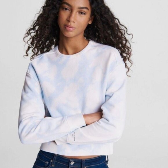 Rag & Bone Tie Dye Sweatshirt Womens M Blue Crewneck Sweater Pullover City Cloud - Picture 1 of 5